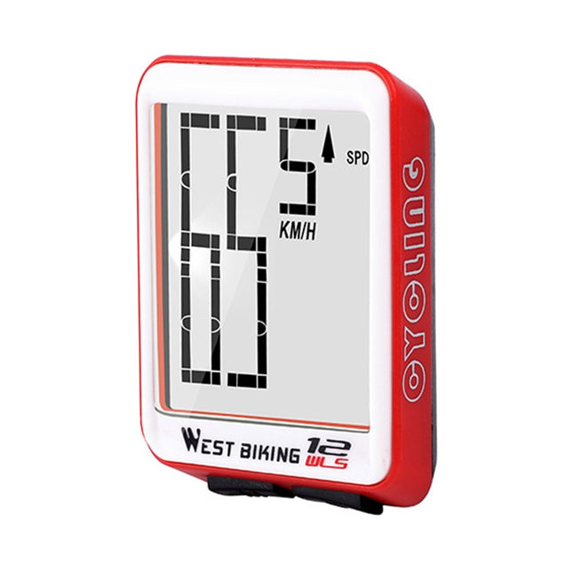 WEST BIKING Mountain Road Bike Wireless Big Character Table Big Screen Waterproof Night Light Speed Speedometer(Red)-garmade.com