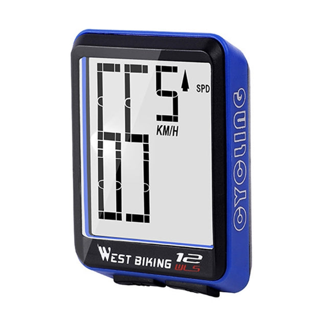 WEST BIKING Mountain Road Bike Wireless Big Character Table Big Screen Waterproof Night Light Speed Speedometer(Blue)-garmade.com