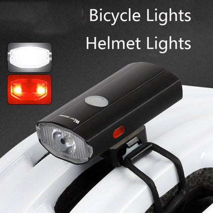 WEST BIKING YP0701281 Bicycle Lights Helmet Lights Front And Tail Warning Lights USB Night Riding Mountain Bike Equipment With Side Lights(Black)-garmade.com