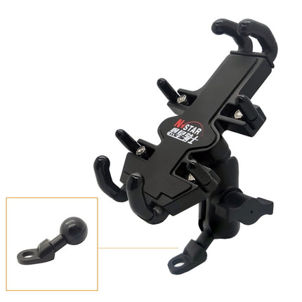 N-STAR NJN001 Motorcycle Bicycle Compatible Mobile Phone Bracket Aluminum Accessories Riding Equipment(With Crooked Ball Head)-garmade.com