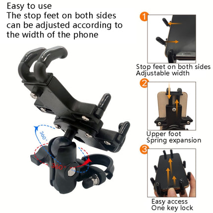N-STAR NJN001 Motorcycle Bicycle Compatible Mobile Phone Bracket Aluminum Accessories Riding Equipment(With Expansion Head )-garmade.com