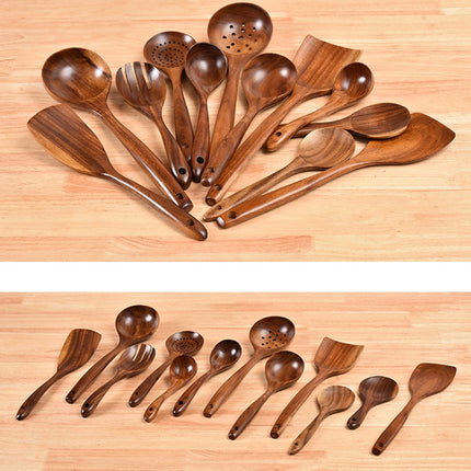 Non-Stick Pot Wood Spoon Teak Scoop Tableware Sweet Spoon-garmade.com
