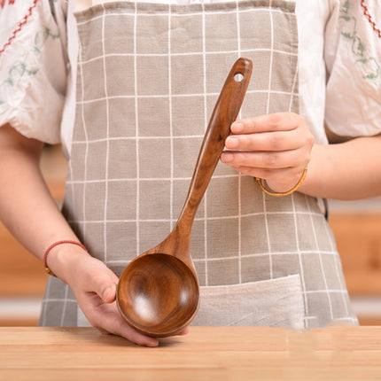 Non-Stick Pot Wood Spoon Teak Scoop Tableware Medium Spoon-garmade.com