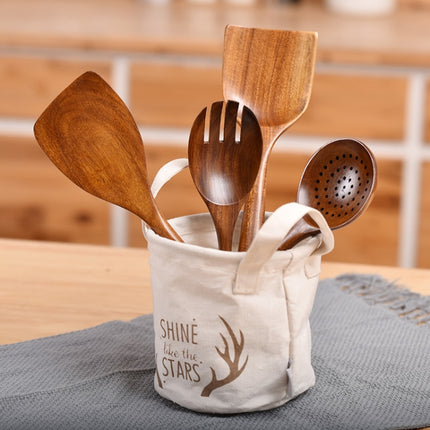 Non-Stick Pot Wood Spoon Teak Scoop Tableware Medium Spoon-garmade.com