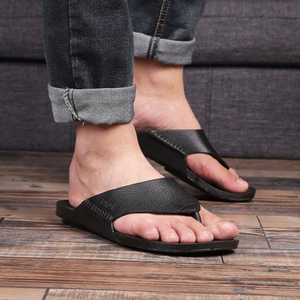 2 PCS Summer Outdoor Beach Sandals Men Wear-Resistant PVC Slippers, Size: 40(Flip Flops Black)-garmade.com