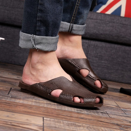 2 PCS Summer Outdoor Beach Sandals Men Wear-Resistant PVC Slippers, Size: 42(Bound Feet Brown)-garmade.com