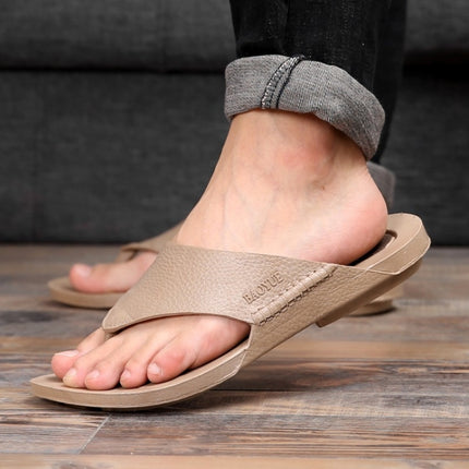 2 PCS Summer Outdoor Beach Sandals Men Wear-Resistant PVC Slippers, Size: 43(Flip Flops Khaki)-garmade.com