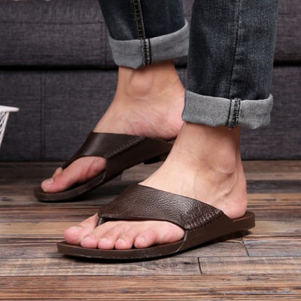 2 PCS Summer Outdoor Beach Sandals Men Wear-Resistant PVC Slippers, Size: 44(Flip Flops Brown)-garmade.com