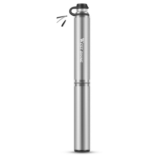 West Biking Bicycle Pump Portable High Pressure Inflators Mountain Road Car Bicycle Riding Equipment(Silver)-garmade.com