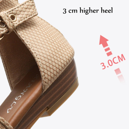 Ladies Summer Wedge Sandals Open-Toe Thick-Soled Roman Style Sandals, Size: 36(Apricot)-garmade.com