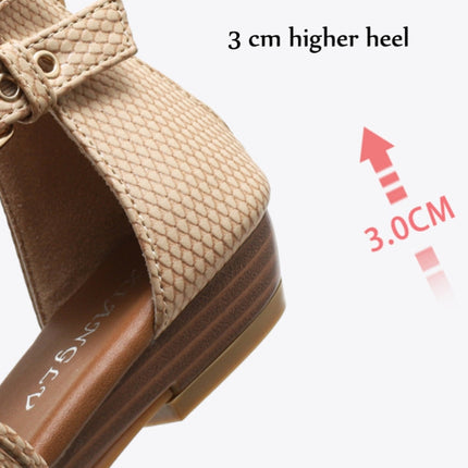 Ladies Summer Wedge Sandals Open-Toe Thick-Soled Roman Style Sandals, Size: 42(Apricot)-garmade.com