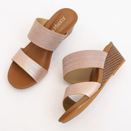 Ladies Sandals And Slippers Fashionable Outer Wear Platform High Heels, Size: 36(Champagne)-garmade.com