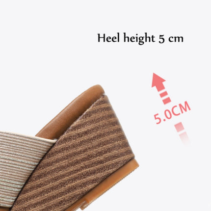 Ladies Sandals And Slippers Fashionable Outer Wear Platform High Heels, Size: 41(Golden)-garmade.com