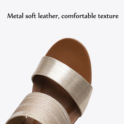Ladies Sandals And Slippers Fashionable Outer Wear Platform High Heels, Size: 42(Golden)-garmade.com