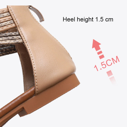 Women Summer Sandals Roman Style Flat Shoes Seaside Beach Shoes, Size: 36(Brown)-garmade.com