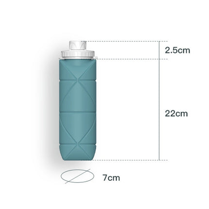 600ml Silicone Folding Cup Outdoor Sports Kettle Telescopic Cup(Cyan Blue )-garmade.com