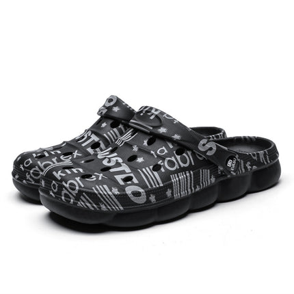 Spring And Summer Men EVA Casual Breathable Sandals Letter Beach Shoes Slippers, Size: 36(Black)-garmade.com