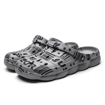 Spring And Summer Men EVA Casual Breathable Sandals Letter Beach Shoes Slippers, Size: 36(Gray)-garmade.com