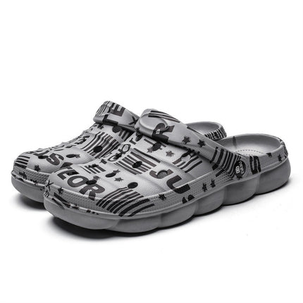 Spring And Summer Men EVA Casual Breathable Sandals Letter Beach Shoes Slippers, Size: 43(Gray)-garmade.com