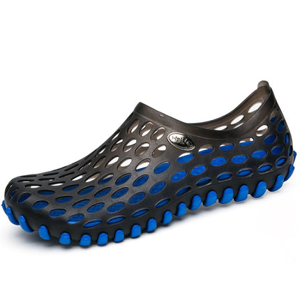 PVC + EVA Material Wading Beach Shoes Couple Breathable Slippers, Size: 36(Black+Blue)-garmade.com