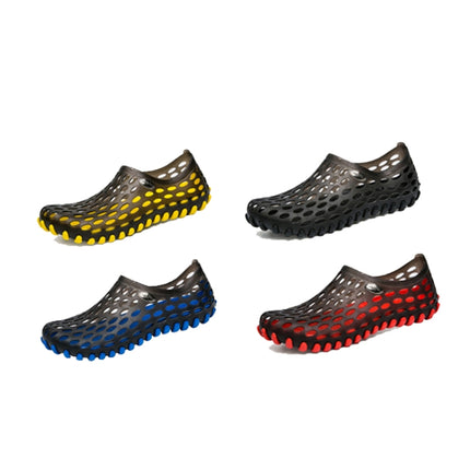 PVC + EVA Material Wading Beach Shoes Couple Breathable Slippers, Size: 36(Black+Blue)-garmade.com