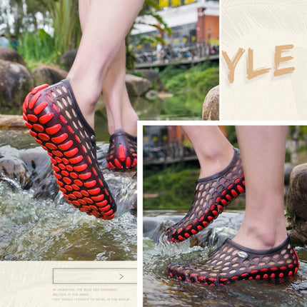 PVC + EVA Material Wading Beach Shoes Couple Breathable Slippers, Size: 43(Black+Yellow)-garmade.com