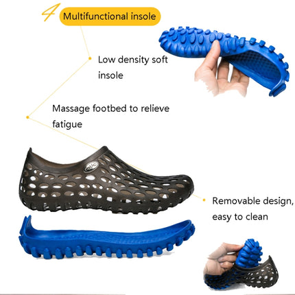 PVC + EVA Material Wading Beach Shoes Couple Breathable Slippers, Size: 44(Black+Blue)-garmade.com