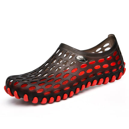 PVC + EVA Material Wading Beach Shoes Couple Breathable Slippers, Size: 45(Black+Red)-garmade.com