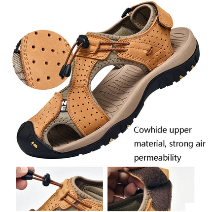 Summer Large Size Men Beach Shoes Leather Breathable Wading Casual Sandals, Size: 41(Blue)-garmade.com