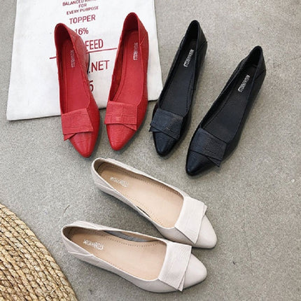 Spring And Summer Cowhide Shoes With Thick Heel Mid-Heel For Women, Size: 34(Beige)-garmade.com