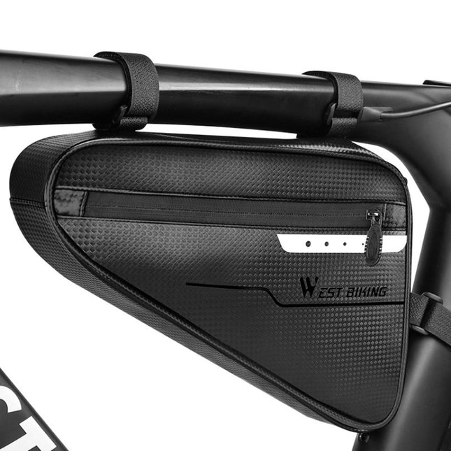 WEST BIKING Bicycle Large-Capacity Triangle Bag Waterproof Beam Bag Riding Equipment(Black)-garmade.com