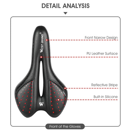 WEST BIKING YP0801086 Silicone Thickened Soft And Comfortable Bicycle Seat(Black Blue)-garmade.com