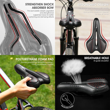 WEST BIKING YP0801086 Silicone Thickened Soft And Comfortable Bicycle Seat(Black Red)-garmade.com