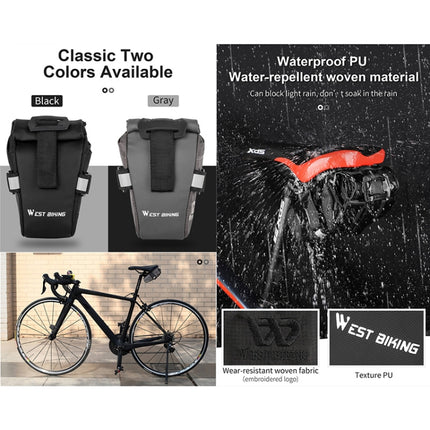 WEST BIKING YP0707249 Bicycle Folding Tail Bag Riding Equipment(Black)-garmade.com