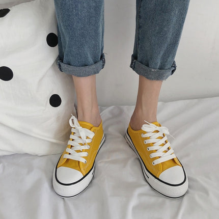 Women Canvas Shoes Inner Heightened Semi-Slipper Lazy Shoes, Size: 34(Yellow)-garmade.com