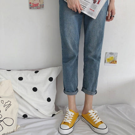 Women Canvas Shoes Inner Heightened Semi-Slipper Lazy Shoes, Size: 34(Yellow)-garmade.com