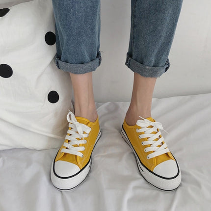 Women Canvas Shoes Inner Heightened Semi-Slipper Lazy Shoes, Size: 36(Yellow)-garmade.com