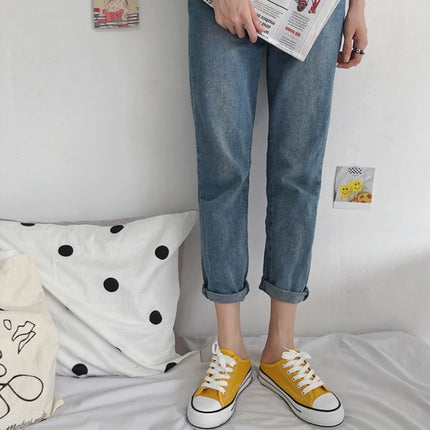 Women Canvas Shoes Inner Heightened Semi-Slipper Lazy Shoes, Size: 36(Yellow)-garmade.com
