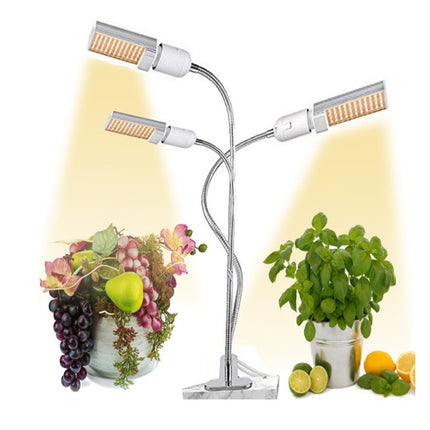 LED Plant Growth Full Spectral Fill Light E27 Clip Plant Lamp Indoor Corn Light, Without Power Adapter, Power: 3 Heads-garmade.com