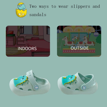 2 PCS Non-Slip Soft Bottom Hole Slippers For Children, Size: 21/22(Green)-garmade.com
