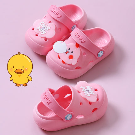 2 PCS Non-Slip Soft Bottom Hole Slippers For Children, Size: 25/26(Pink)-garmade.com