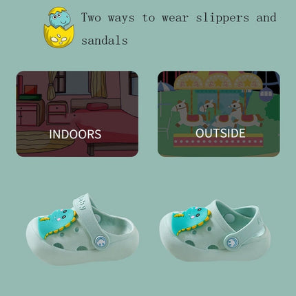 2 PCS Non-Slip Soft Bottom Hole Slippers For Children, Size: 29/30(Green)-garmade.com