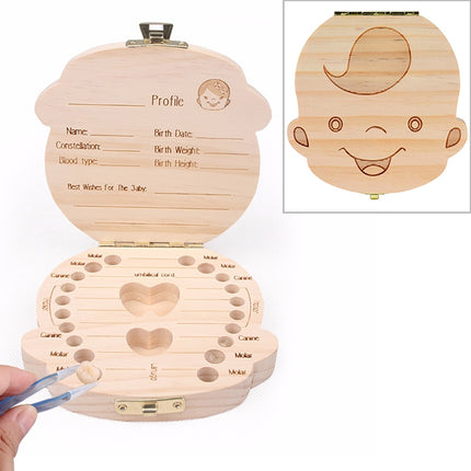 3 PCS Wood Baby Teeth Box Organizer Milk Teeth Storage Box, Language:Italian(Boy)-garmade.com