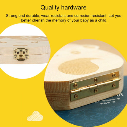 3 PCS Wood Baby Teeth Box Organizer Milk Teeth Storage Box, Language:Italian(Crown girl yellow)-garmade.com