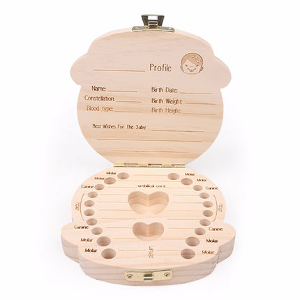 3 PCS Wood Baby Teeth Box Organizer Milk Teeth Storage Box, Language:French(Boy)-garmade.com