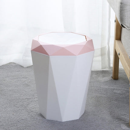 Living Room Desktop Mini Trash Can Diamond Shake Lid Trash Can, Size:L 28.6x25cm(Apricot)-garmade.com