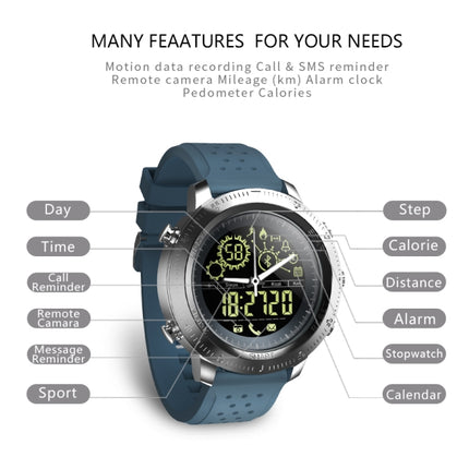 NX02 Sport Smartwatch IP67 Waterproof Support Tracker Calories Pedometer Smartwatch Stopwatch Call SMS Reminder(blue)-garmade.com
