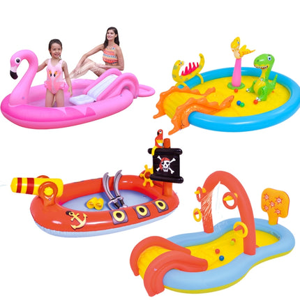 Home Large Cartoon Animal Drama Pool Water Spray Inflatable Swimming Pool Slide Pool( Slide Spray Water)-garmade.com