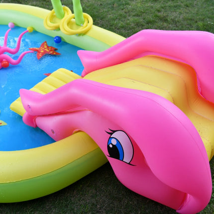 Home Large Cartoon Animal Drama Pool Water Spray Inflatable Swimming Pool Slide Pool( Slide Spray Water)-garmade.com