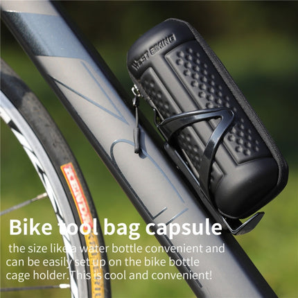 WEST BIKING 1.2L Bicycle EVA Hard Shell Water Bottle Bag With Bottle Cage(Rack+B Frosted Black)-garmade.com